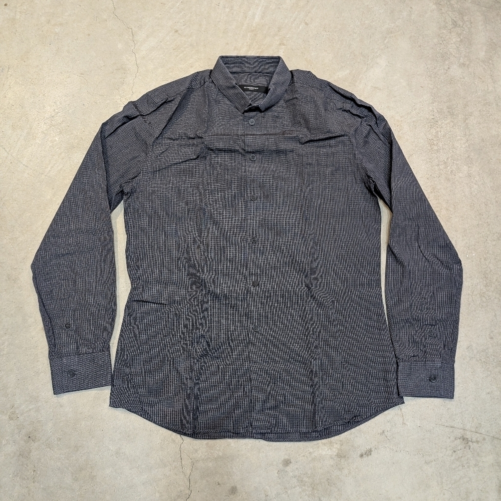 Givenchy Paris Men's L? XL? Button Up Shirt Gray Check Long Sleeve